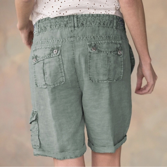 Sundance Womens Kennebunk Linen Blend Embroidered Cargo Shorts - Size 10 - Picture 3 of 13